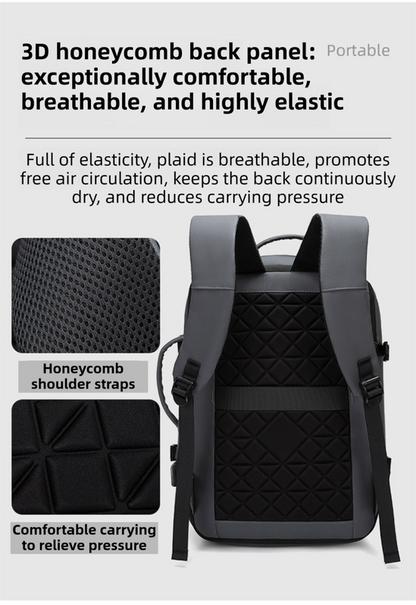 Black Premium Business Expandable Travel Backpack with External USB Charging - 20-35L Large-Capacity & V888-ELOSUNG42720