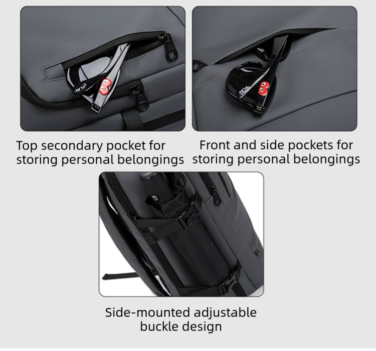 Black Premium Business Expandable Travel Backpack with External USB Charging - 20-35L Large-Capacity & V888-ELOSUNG42720