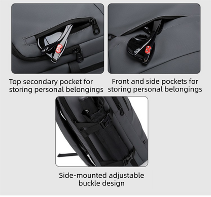 Black Premium Business Expandable Travel Backpack with External USB Charging - 20-35L Large-Capacity & V888-ELOSUNG42720
