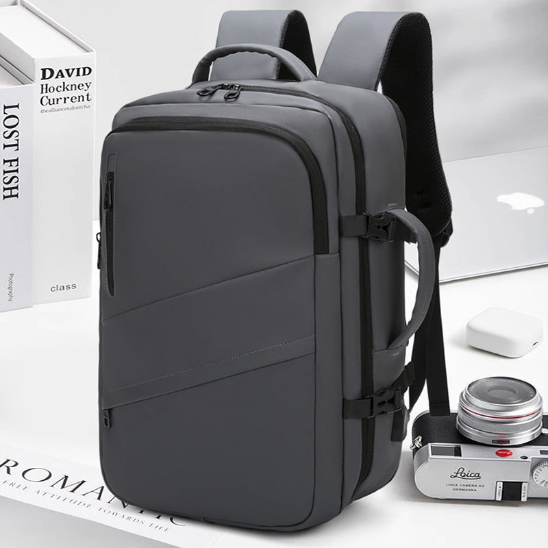 Grey Premium Business Expandable Travel Backpack with External USB Charging - 20-35L Large-Capacity & V888-ELOSUNG42721