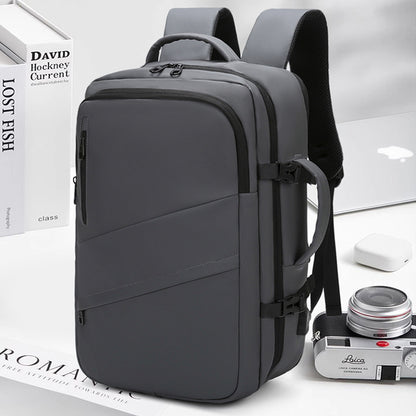 Grey Premium Business Expandable Travel Backpack with External USB Charging - 20-35L Large-Capacity & V888-ELOSUNG42721