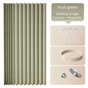 100 X 180 CM Fruit-Green Linen-Look Dust Drill-Free Pull-Curtain - Folding Doorless Closet Divider with V888-ELOSUNG42725