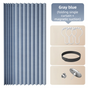 100 X 180 CM Gray Blue Linen-Look Dust Drill-Free Pull-Curtain - Folding Doorless Closet Divider with V888-ELOSUNG42726