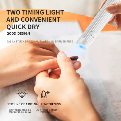 White Mini Handheld LED/UV Manicure Light with Digital Display - Portable One-Finger Curing Pen V888-ELOSUNG42756