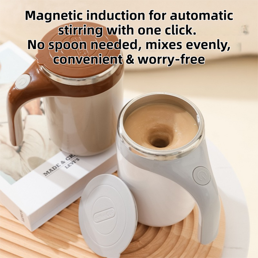 380ML White Magnetic Self-Stirring Coffee Mug - USB Charging, Leak-Proof Stainless Steel Electric Mixer Cup V888-ELOSUNG42765