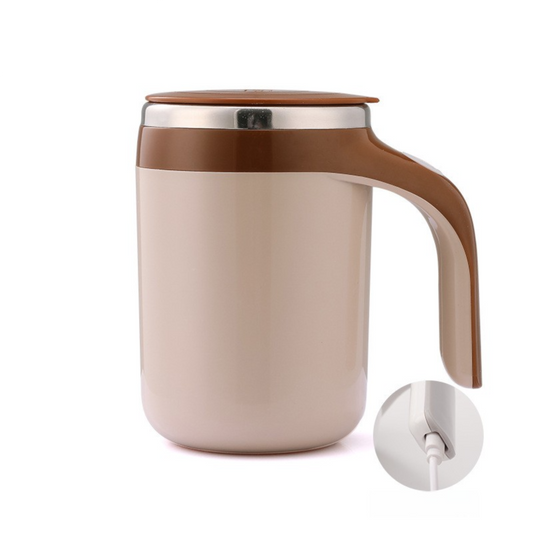 380ML Coffee-Brown Magnetic Self-Stirring Coffee Mug - USB Charging, Leak-Proof Stainless Steel Electric V888-ELOSUNG42766