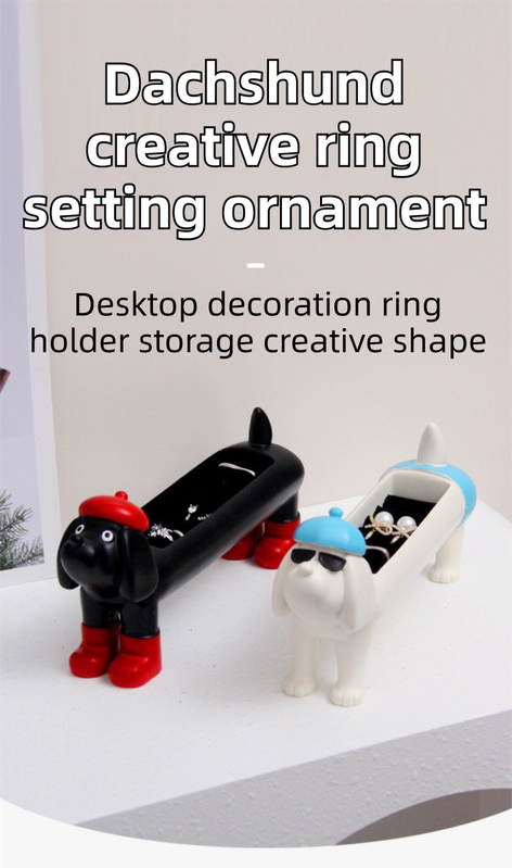 Brown Resin Dachshund Puppy Ring Earring Tray with Sponge Slots - Unique Dog Lover Gift V888-ELOSUNG42768