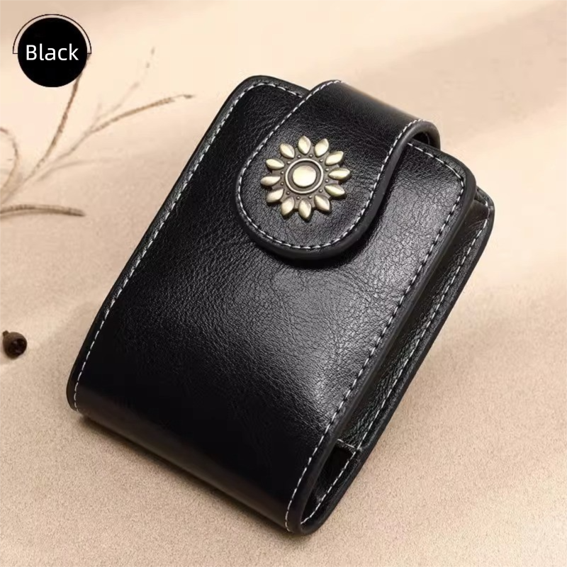 Black Sleek Compact PU Leather Flap-Top Lip Gloss Organizer with Built-in Mirror V888-ELOSUNG42770