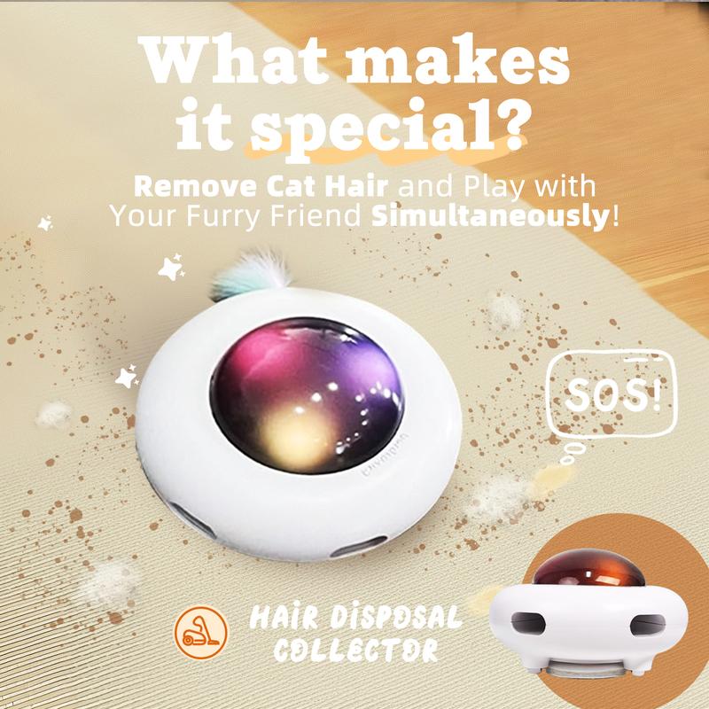 Smart Electric UFO Automatic Cat Toy - Self-Playing Teaser with 5 Rotating Feathers & Intelligent Indoor V888-ELOSUNG42779