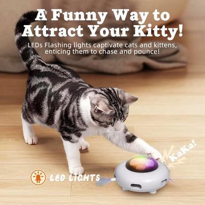 Smart Electric UFO Automatic Cat Toy - Self-Playing Teaser with 5 Rotating Feathers & Intelligent Indoor V888-ELOSUNG42779