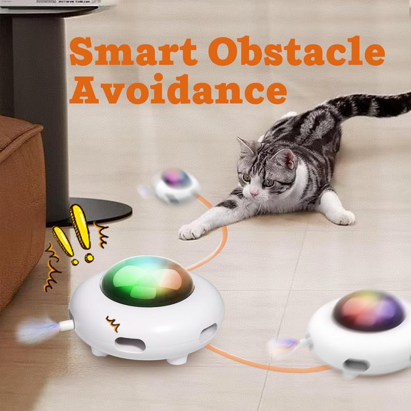 Smart Electric UFO Automatic Cat Toy - Self-Playing Teaser with 5 Rotating Feathers & Intelligent Indoor V888-ELOSUNG42779