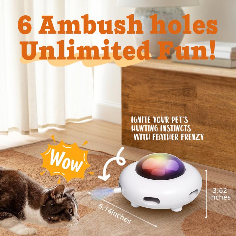 Smart Electric UFO Automatic Cat Toy - Self-Playing Teaser with 5 Rotating Feathers & Intelligent Indoor V888-ELOSUNG42779