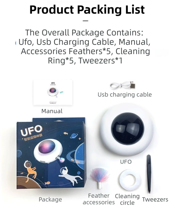 Smart Electric UFO Automatic Cat Toy - Self-Playing Teaser with 5 Rotating Feathers & Intelligent Indoor V888-ELOSUNG42779