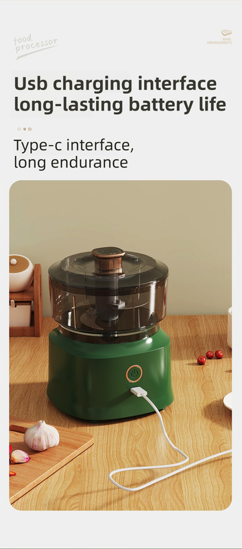 Coffee-Brown Wireless Electric Kitchen Grinder - Portable 150ml Baby Food Maker with 3 Stainless Steel V888-ELOSUNG42781