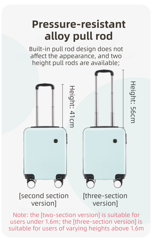 Black 14 Inch Lightweight Carry-on Luggage for heights under 1.6m - Underseat & Overhead Cabin Hardside V888-ELOSUNG42785