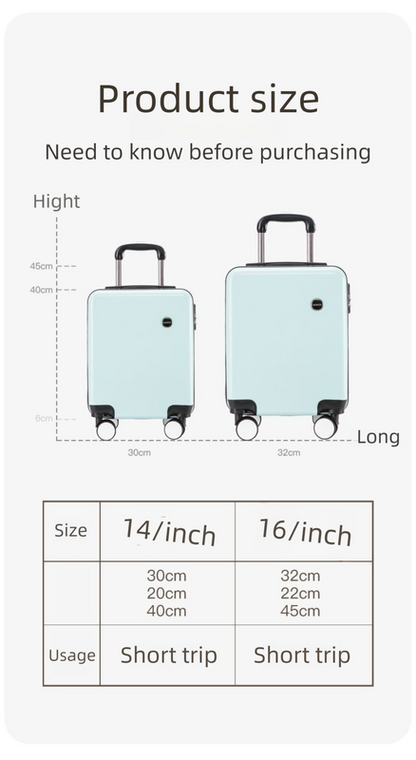 White 16 Inch Lightweight Carry-on Luggage for heights over 1.6m - Underseat & Overhead Cabin Hardside V888-ELOSUNG42799
