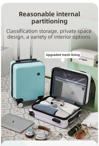 White 16 Inch Lightweight Carry-on Luggage for heights over 1.6m - Underseat & Overhead Cabin Hardside V888-ELOSUNG42799