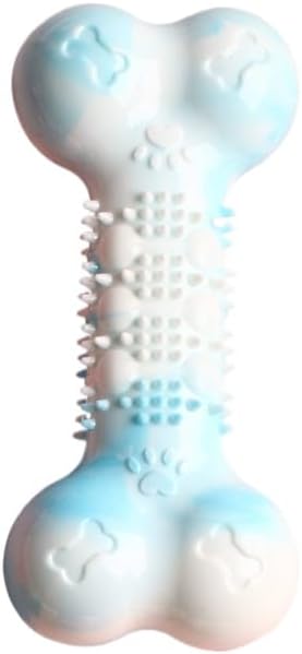 2-Pack Durable TPR Squeaky Dog Bone with Two-Tone Paw Print - Dental Health & Gum Massage Spiked Molar V888-ELOSUNG42808
