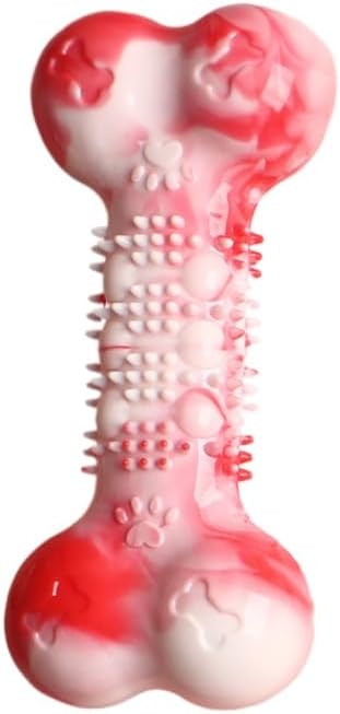 2-Pack Durable TPR Squeaky Dog Bone with Two-Tone Paw Print - Dental Health & Gum Massage Spiked Molar V888-ELOSUNG42810