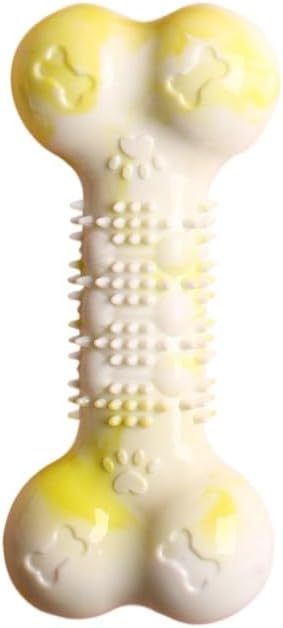2-Pack Durable TPR Squeaky Dog Bone with Two-Tone Paw Print - Dental Health & Gum Massage Spiked Molar V888-ELOSUNG42811
