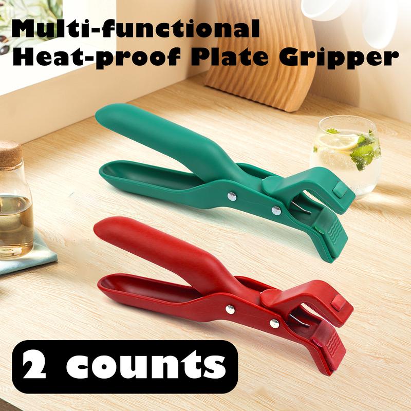 2-Count Non-Slip & Scald Plate Gripper - Heat-Resistant Silicone & Nylon, Kitchen Ergonomic Multi-Functional V888-ELOSUNG42826