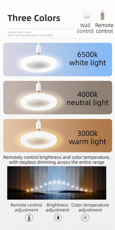 Yellow Quiet Remote LED Ceiling Fan Light with Aromatherapy Slot and Removable E27 Base Socket - Timer & V888-ELOSUNG42843