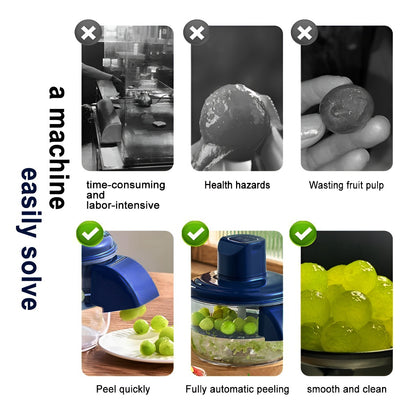 Blue Automatic Grape Peeler Machine - High-Efficiency & Mess-Free, Electric Fruit Skin Remover for Home V888-ELOSUNG42845
