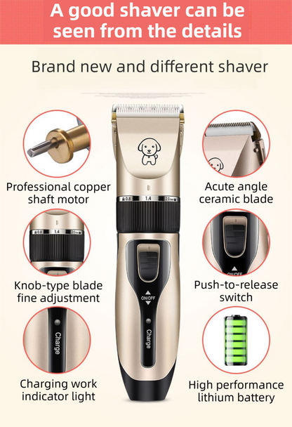 Gold K5 Lightweight Pet Precision Grooming Clipper - USB Rechargable, Low Noise Dog & Cat Hair Trimmer with V888-ELOSUNG42846