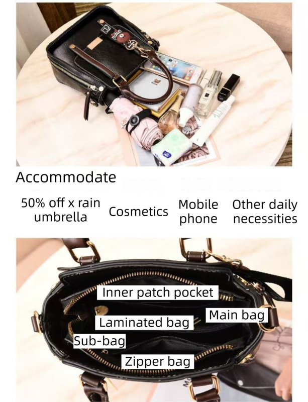 Caramel Trendy Vertical Square PU Leather Moto Crossbody Bag & Tote with 5-Pocket Organized Compartments & V888-ELOSUNG42850