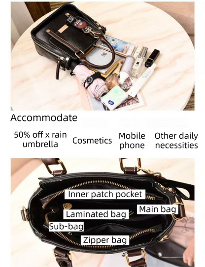 Caramel Trendy Vertical Square PU Leather Moto Crossbody Bag & Tote with 5-Pocket Organized Compartments & V888-ELOSUNG42850