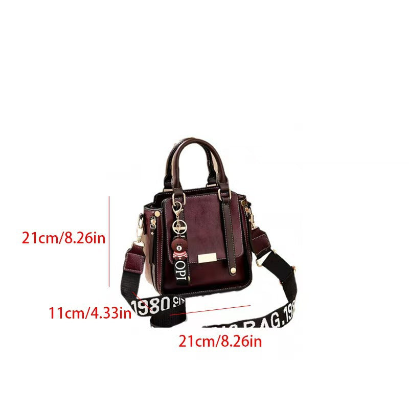 Caramel Trendy Vertical Square PU Leather Moto Crossbody Bag & Tote with 5-Pocket Organized Compartments & V888-ELOSUNG42850