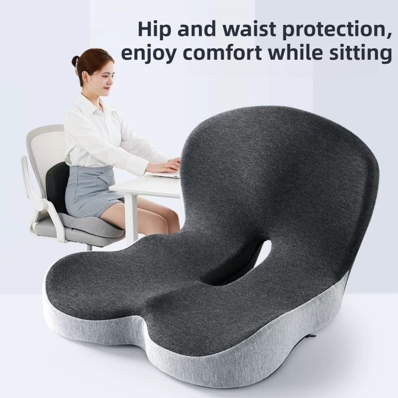 Black-Grey Ergonomic Memory Foam Seat Cushion & Lumbar Support(44x42x32CM) - Relieves Sciatica & Corrects V888-ELOSUNG42854