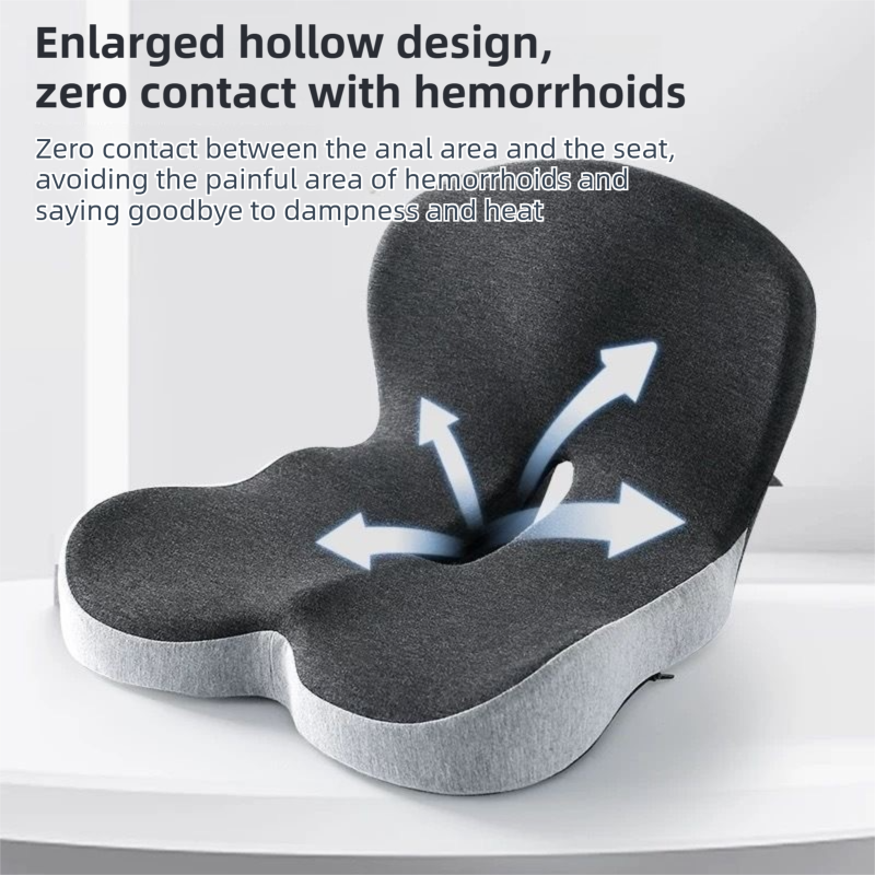 Black-Grey Ergonomic Memory Foam Seat Cushion & Lumbar Support(44x42x32CM) - Relieves Sciatica & Corrects V888-ELOSUNG42854