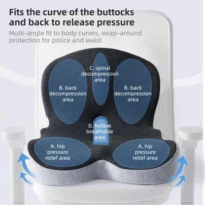 Black Ergonomic Memory Foam Seat Cushion & Lumbar Support(44x42x32CM) - Relieves Sciatica & Corrects Posture V888-ELOSUNG42855