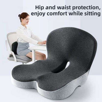 Black Ergonomic Memory Foam Seat Cushion & Lumbar Support(44x42x32CM) - Relieves Sciatica & Corrects Posture V888-ELOSUNG42855