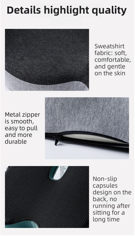 Black Ergonomic Memory Foam Seat Cushion & Lumbar Support(44x42x32CM) - Relieves Sciatica & Corrects Posture V888-ELOSUNG42855