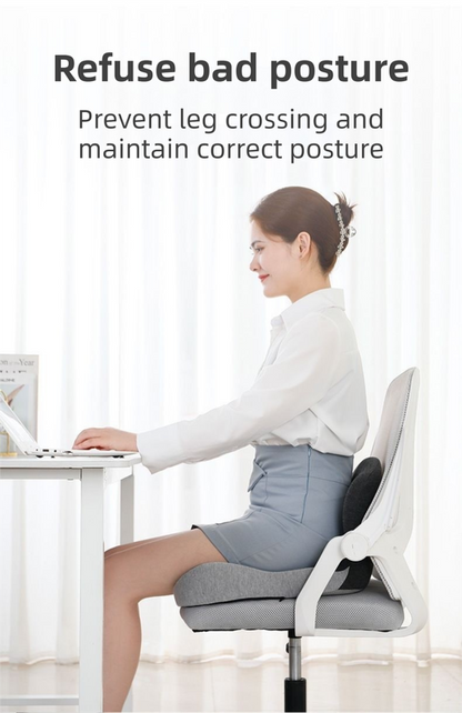 Grey Ergonomic Memory Foam Seat Cushion & Lumbar Support(44x42x32CM) - Relieves Sciatica & Corrects Posture V888-ELOSUNG42856
