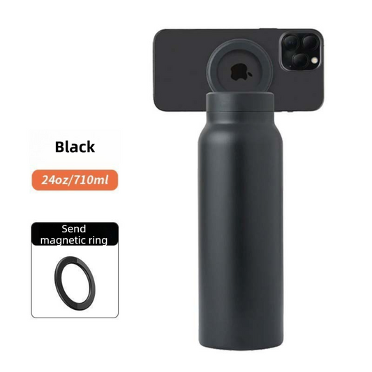 Black 24oz Stainless Steel Insulated Water Bottle With 90 degrees Adjustable Vertical/Horizontal Magnetic V888-ELOSUNG42862