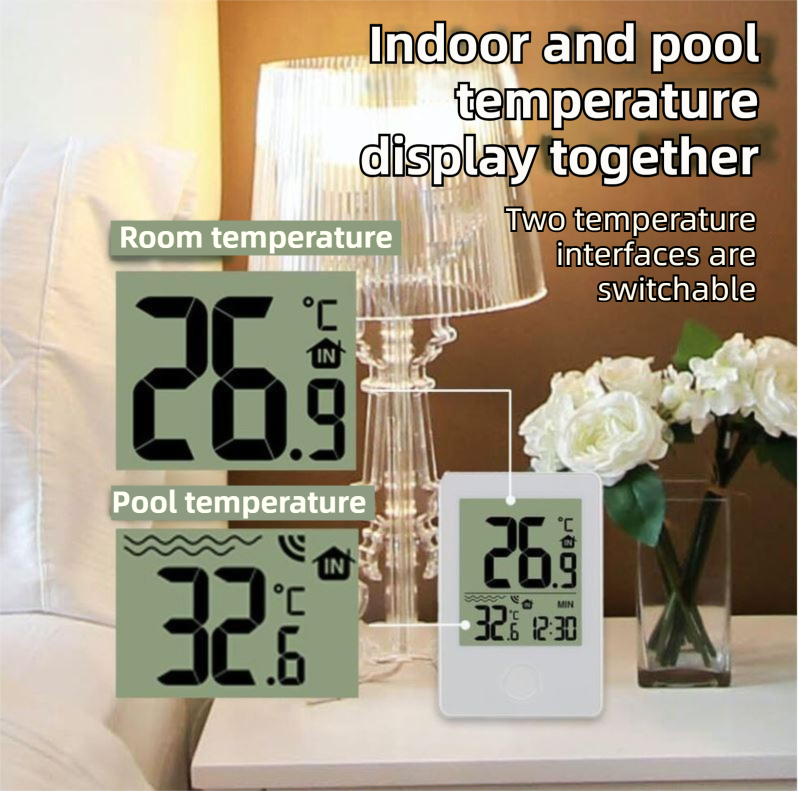 Wireless Pool Thermometer with Indoor Receiver(60M Range) - IPX7 Remote Floating Water Temperature Sensor for V888-ELOSUNG42873