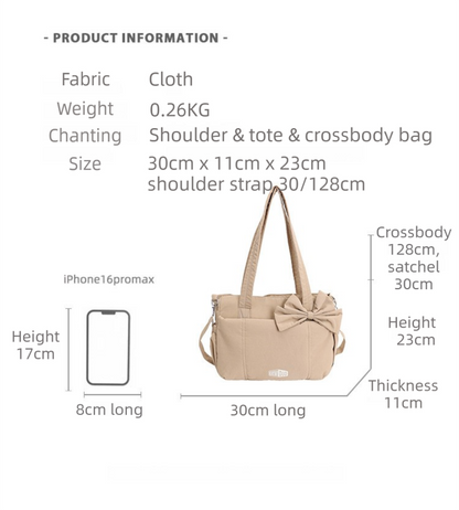 Black Puffy Quilted Nylon Hobo & Crossbody Bag with Cute Bowknot - Trendy Large-Capacity Handbag with V888-ELOSUNG42889
