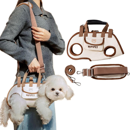 Beige 4-in-1 Multi-Functional Pet Carrier Bag with Detachable Strap & 1.5M Traction Rope - Lightweight V888-ELOSUNG42898