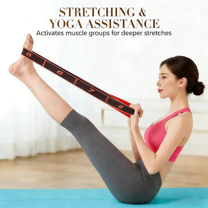 2-Pack Pink 12-Loop Numbered Yoga Stretch Strap(4x138CM) - Durable Multi-Segment Resistance Fitness Band for V888-ELOSUNG42910