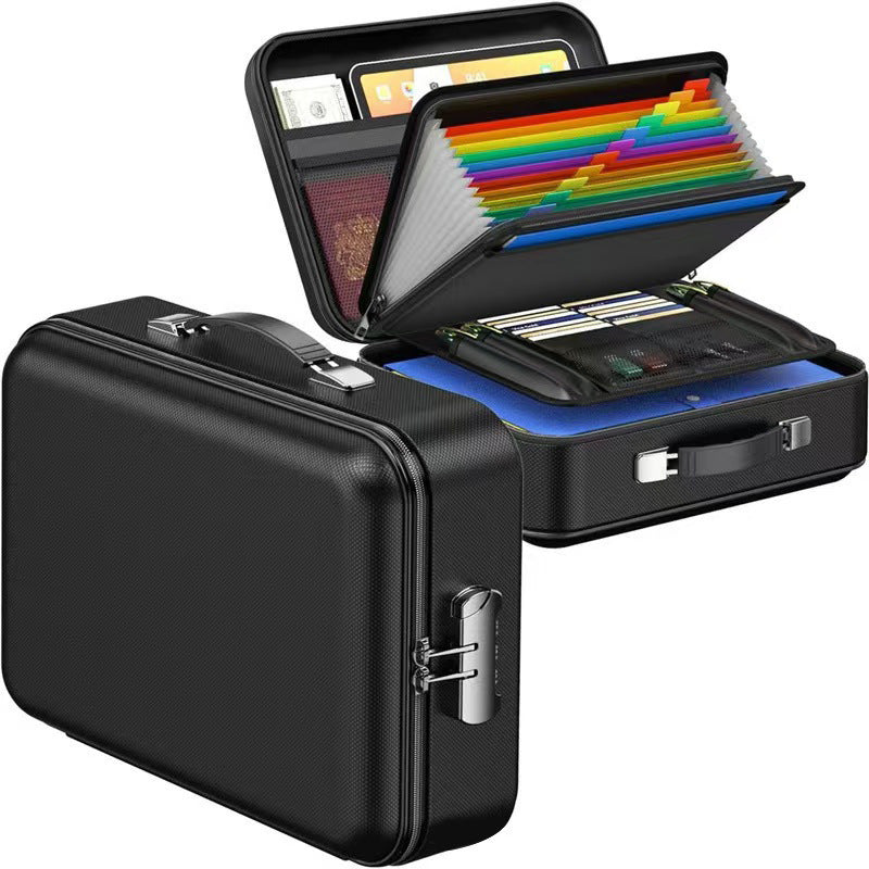 3-Layer Fireproof & Waterproof File Organizer Box(38x28x13CM) with Security Lock - EVA Muti-Functional Safety V888-ELOSUNG42916