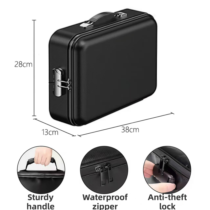 3-Layer Fireproof & Waterproof File Organizer Box(38x28x13CM) with Security Lock - EVA Muti-Functional Safety V888-ELOSUNG42916