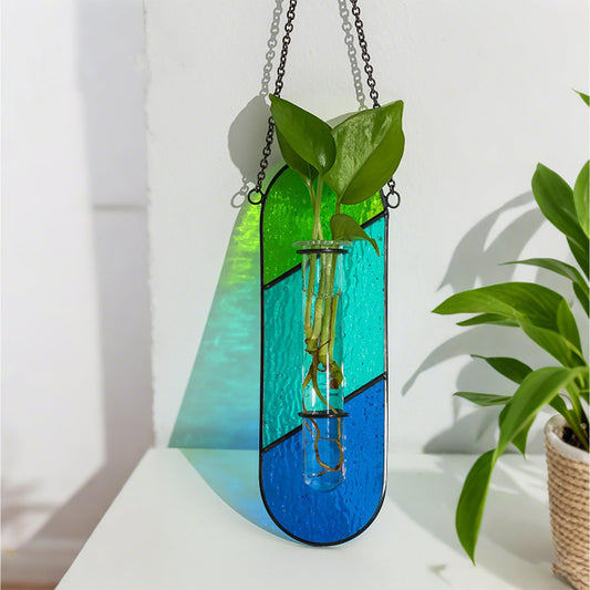 2-Pack Handcrafted Colored Glass Hydroponic Test Tube Vase - Creative Indoor Wall-Mounted Decor for Cuttings V888-ELOSUNG42924