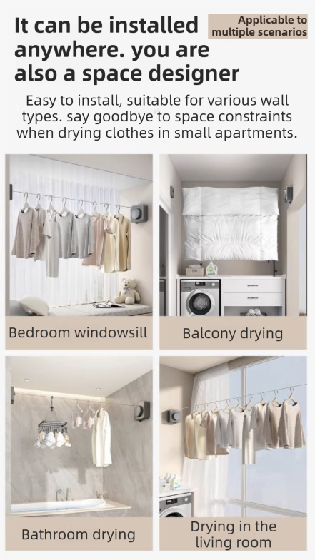 White 4.2M Heavy Duty Invisible Retractable Clothesline - Rustproof & Drill-Free Laundry Hanger with 20kg V888-ELOSUNG42926