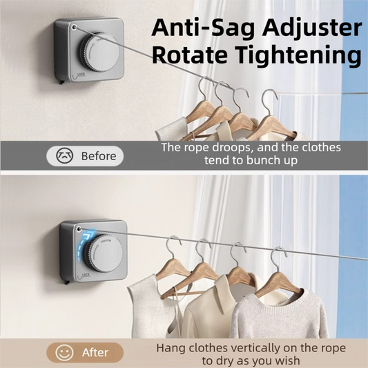 Black 4.2M Heavy Duty Invisible Retractable Clothesline - Rustproof & Drill-Free Laundry Hanger with 20kg V888-ELOSUNG42928