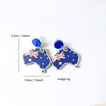 Wooden Australia Map Silhouette Earrings - Lightweight Geometric Ear Drops, Cultural Decor Gift(Style 2) V888-ELOSUNG42936