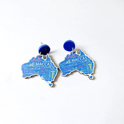 Wooden Australia Map Silhouette Earrings - Lightweight Geometric Ear Drops, Cultural Decor Gift(Style 4) V888-ELOSUNG42938
