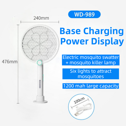 2-in-1 Foldable Electric Mosquito Swatter & UV Light Killer Lamp with 180 degrees Rotating Head and Base - V888-ELOSUNG42942